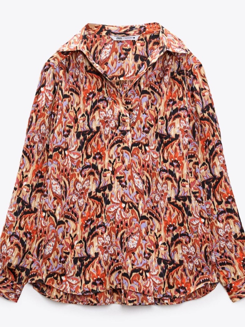 ZARA Multicolor Flowy Abstract Print Long Sleeve Blouse S